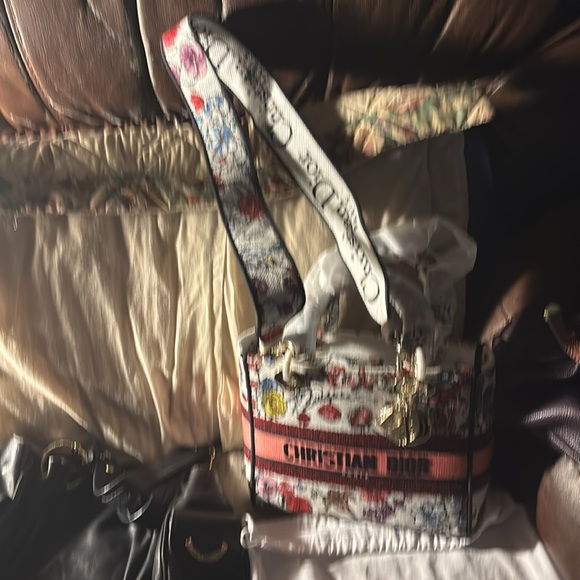 Used CHRISTIAN DIOR Lady D-Lite Florilegio Embroidery 2Way Hand Bag Canvas - Picture 10 of 11